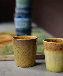 HKliving | 70S CERAMICS: VAN GOGH COFFEE MUG - SUNFLOWERS (set of 2)