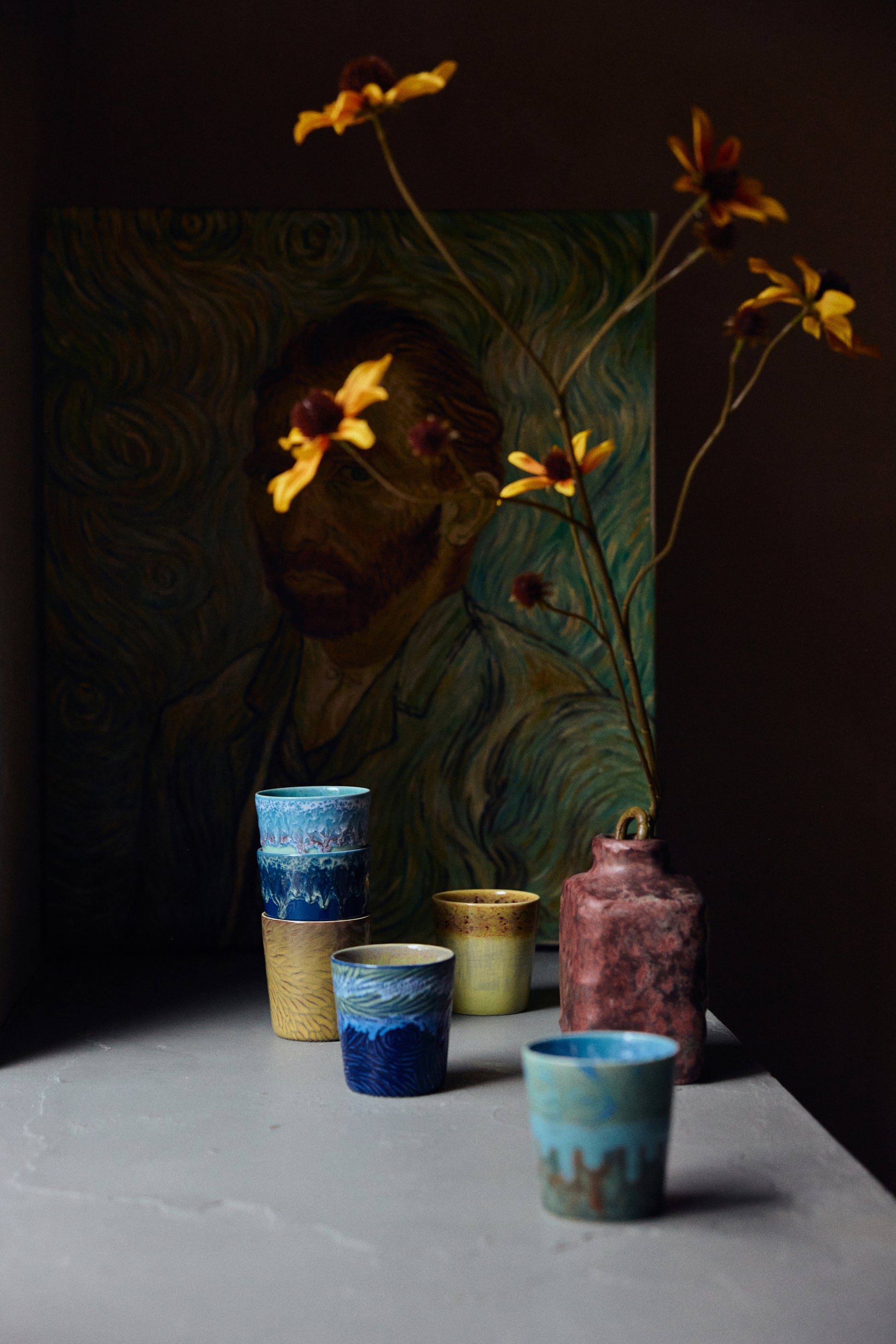 HKliving | 70S CERAMICS: VAN GOGH COFFEE MUG - STARRY NIGHT (set of 2) (kopie)