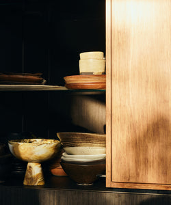 HKliving | 70S MARBLED BOWL ON BASE - OCHRE