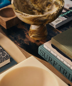 HKliving | 70S MARBLED BOWL ON BASE - OCHRE