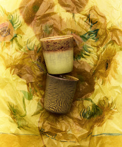 HKliving | 70S CERAMICS: VAN GOGH COFFEE MUG - SUNFLOWERS (set of 2)