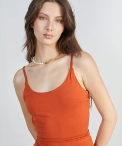 RUSTIC SINGLET DRESS - BURNT ORANGE
