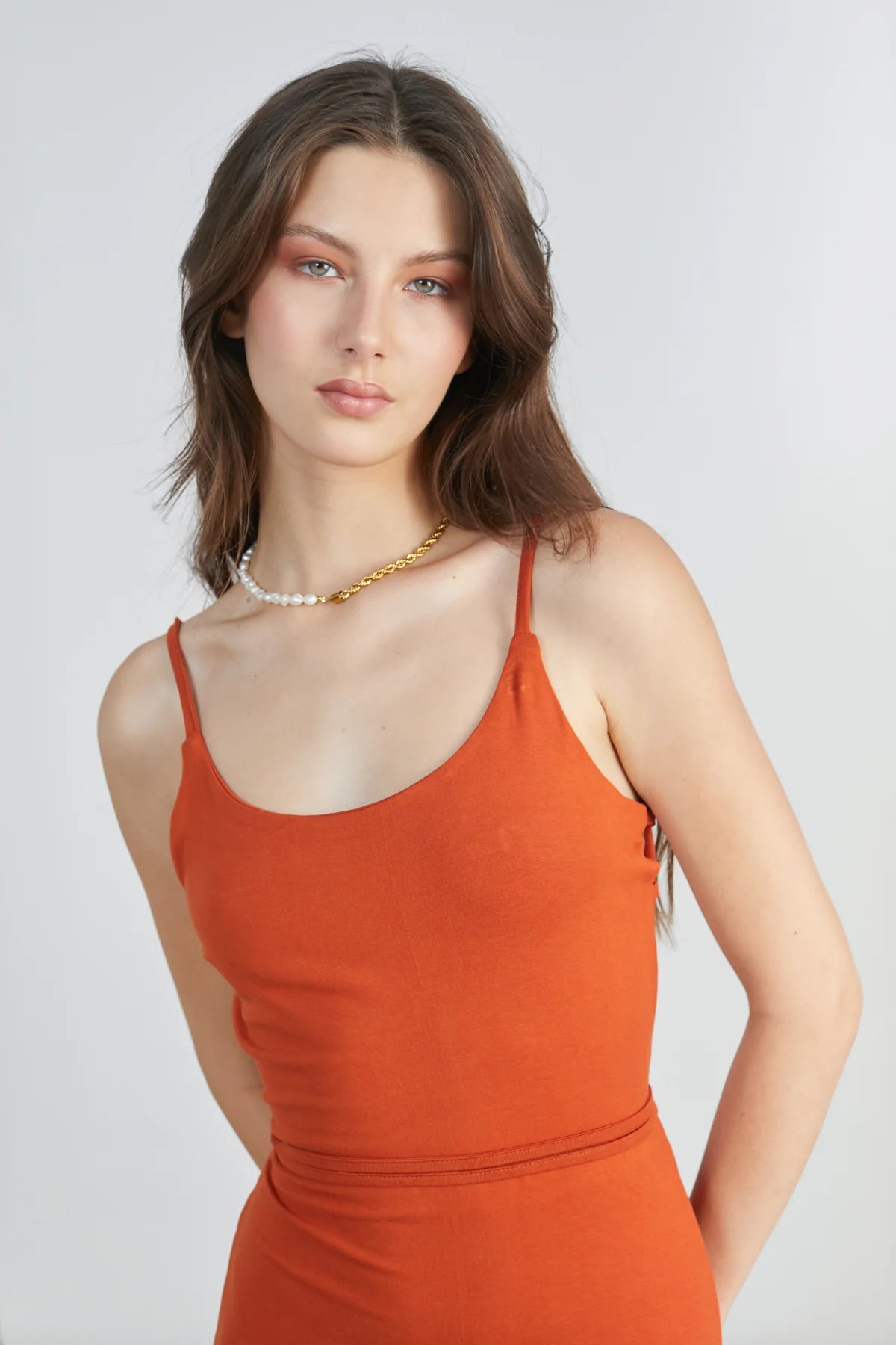 RUSTIC SINGLET DRESS - BURNT ORANGE