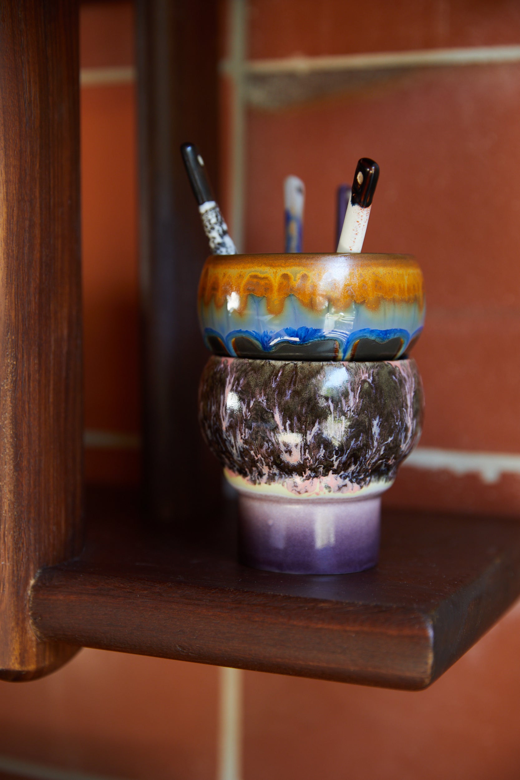 HKliving | 70S CERAMICS: LUNGO MUGS - MERGE AURORA