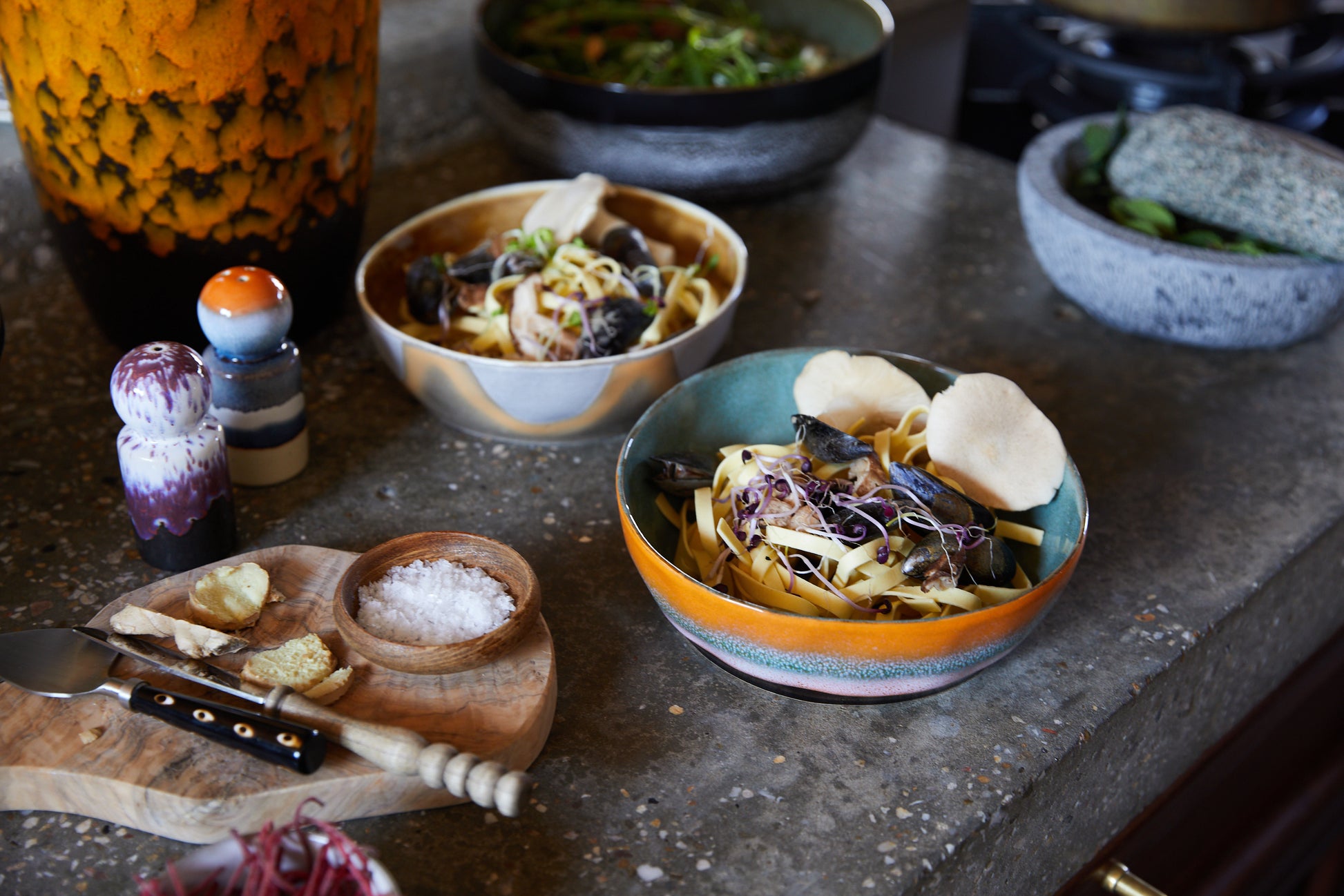 HKliving | 70S CERAMICS: PASTA BOWL - GOLDEN HOUR