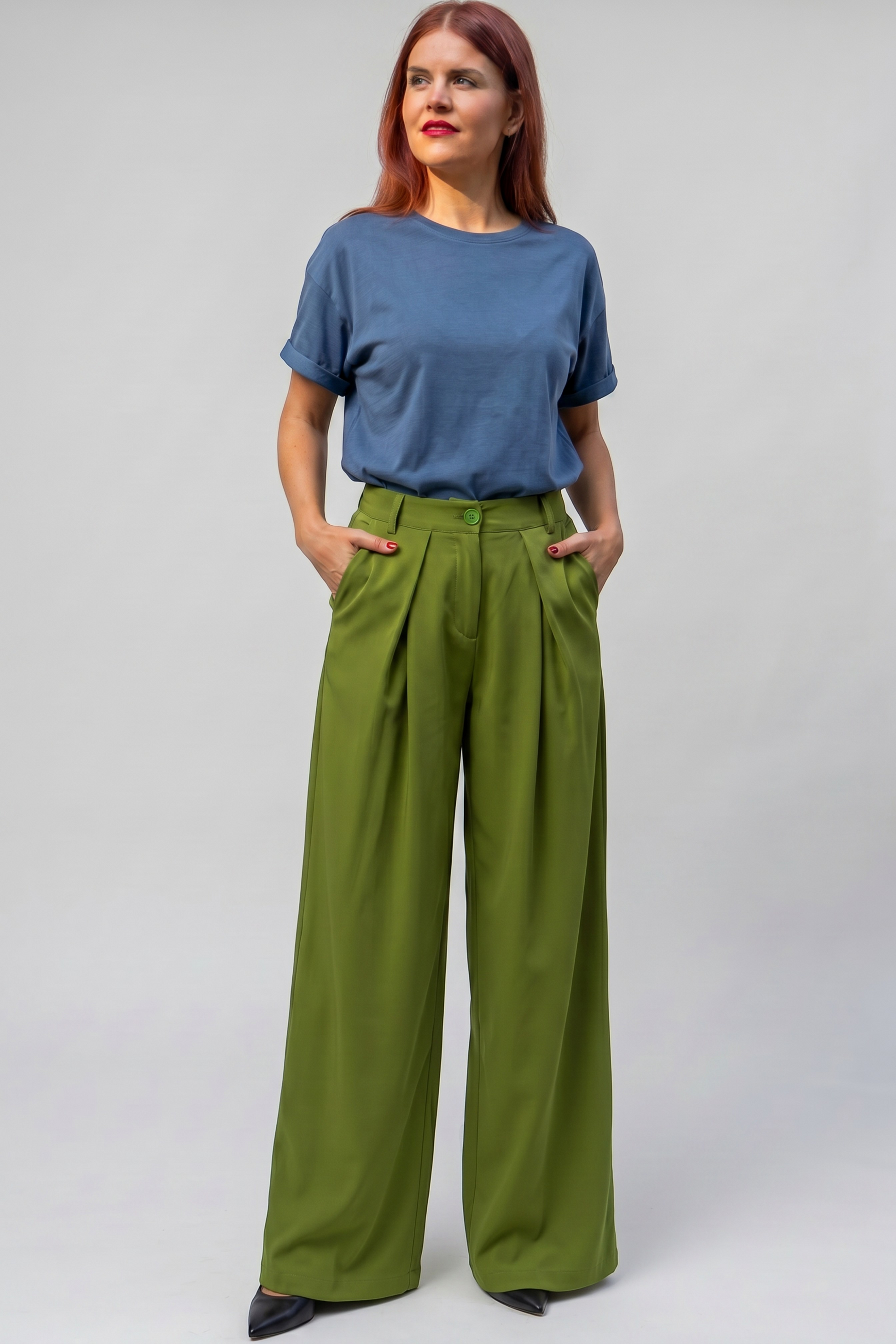 DEAN PLEATED PANTS - OLIVE