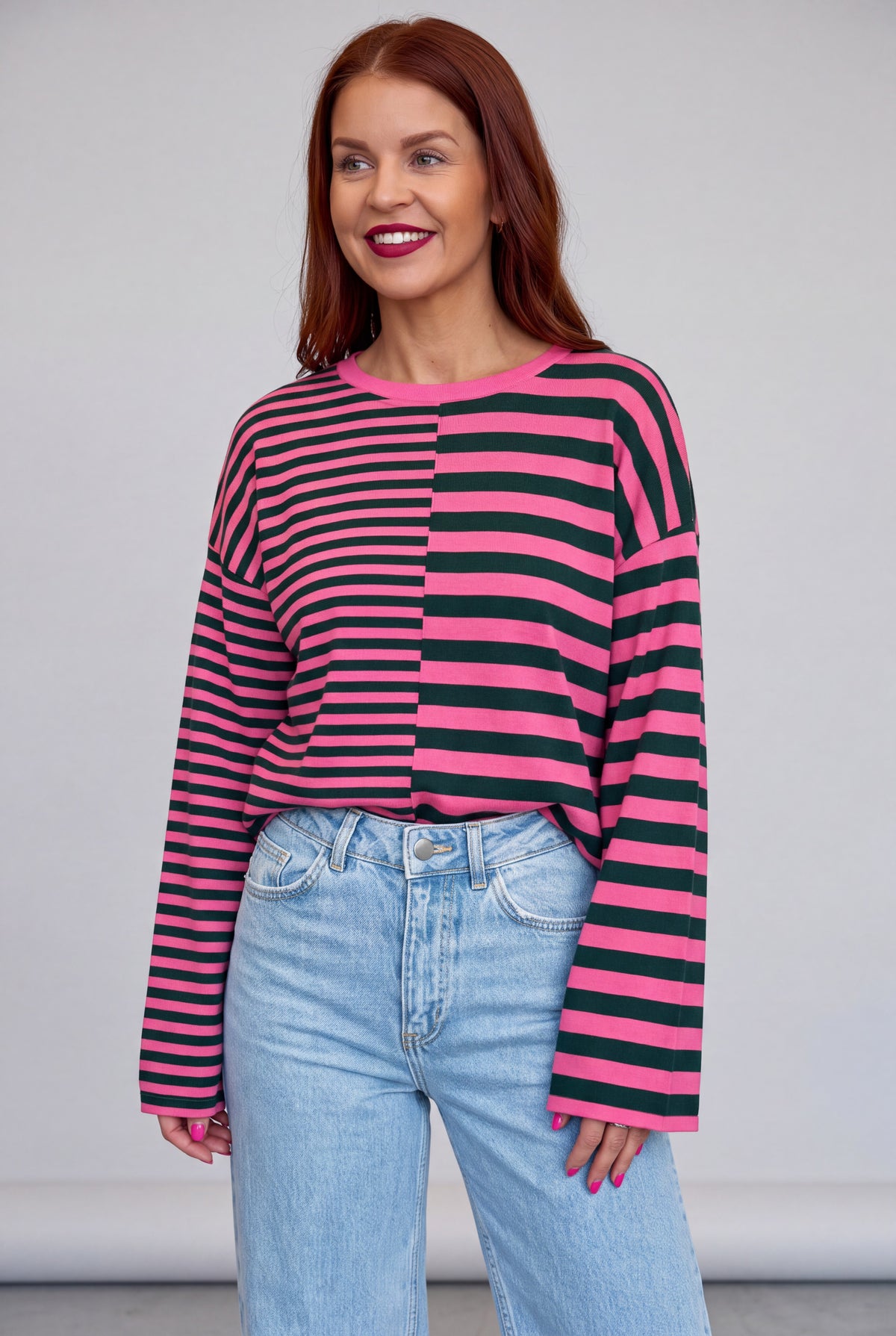 FRANKIE LS STRIPED SHIRT - PINK/GREEN