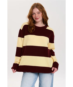 REBEL STRIPED PULLOVER - BORDEAUX/YELLOW