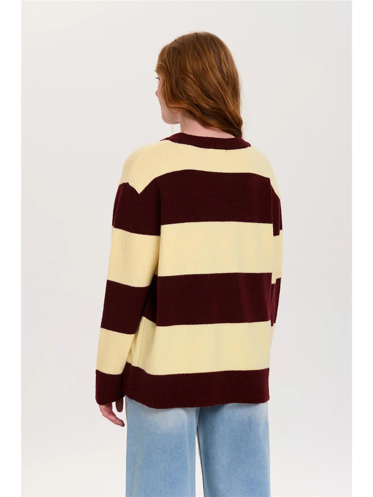 REBEL STRIPED PULLOVER - BORDEAUX/YELLOW