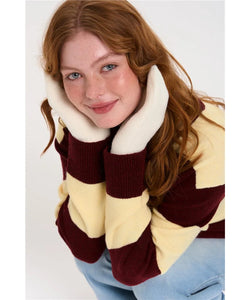 REBEL STRIPED PULLOVER - BORDEAUX/YELLOW
