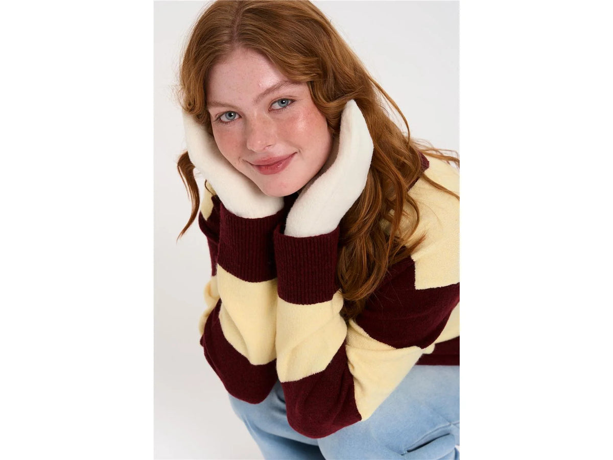 REBEL STRIPED PULLOVER - BORDEAUX/YELLOW