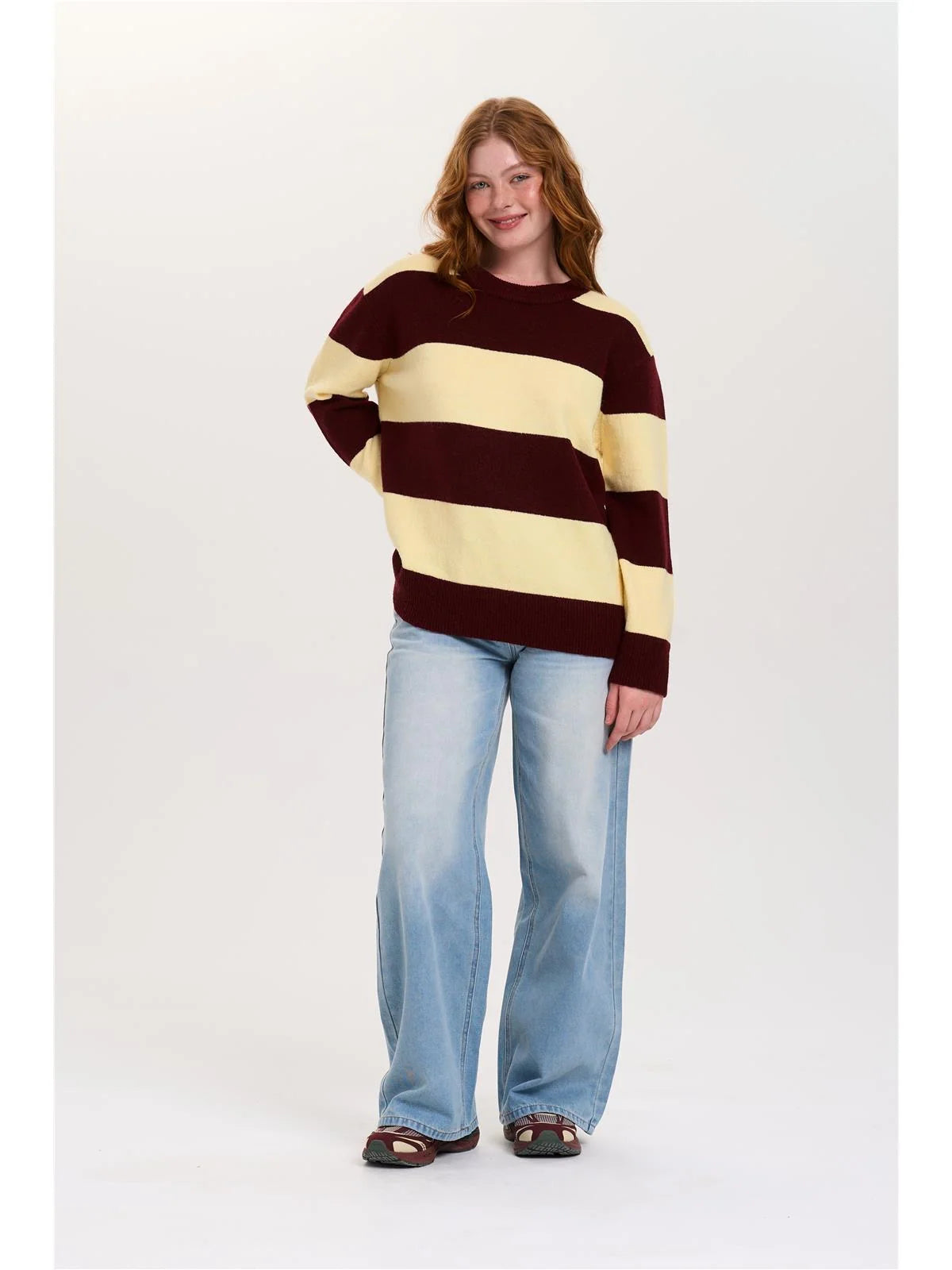 REBEL STRIPED PULLOVER - BORDEAUX/YELLOW