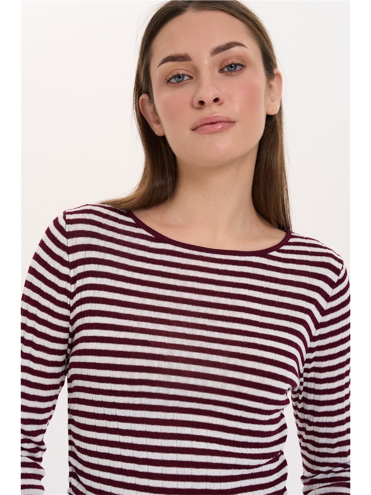 TIFFY STRIPED PULLOVER - BORDEAUX/ECRU