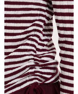 TIFFY STRIPED PULLOVER - BORDEAUX/ECRU