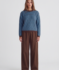 CAMDEN STRIPED PULLOVER - BLUE/BROWN