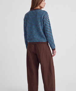 CAMDEN STRIPED PULLOVER - BLUE/BROWN