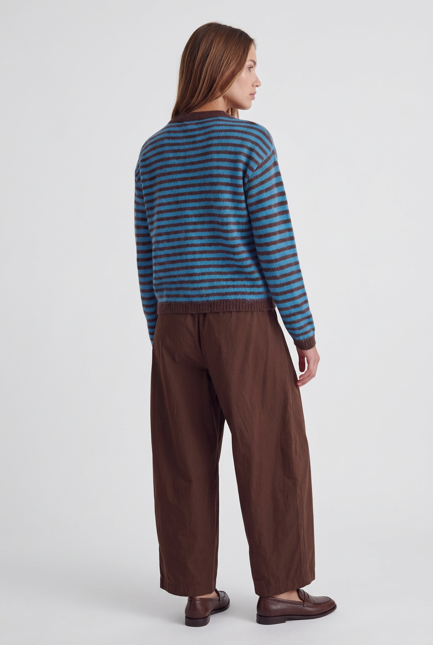 CAMDEN STRIPED PULLOVER - BLUE/BROWN