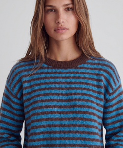 CAMDEN STRIPED PULLOVER - BLUE/BROWN