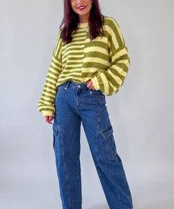 FRANKIE KNIT PULLOVER - GREEN/YELLOW