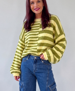 FRANKIE KNIT PULLOVER - GREEN/YELLOW
