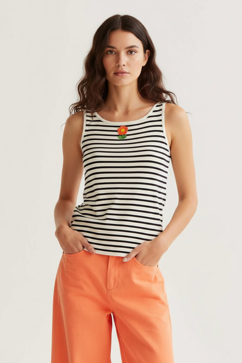 COMPAÑÍA FANTÁSTICA | STRIPED BLOOM TOP - BLACK/WHITE