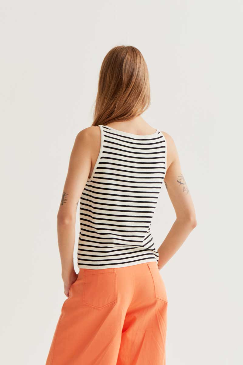 COMPAÑÍA FANTÁSTICA | STRIPED BLOOM TOP - BLACK/WHITE