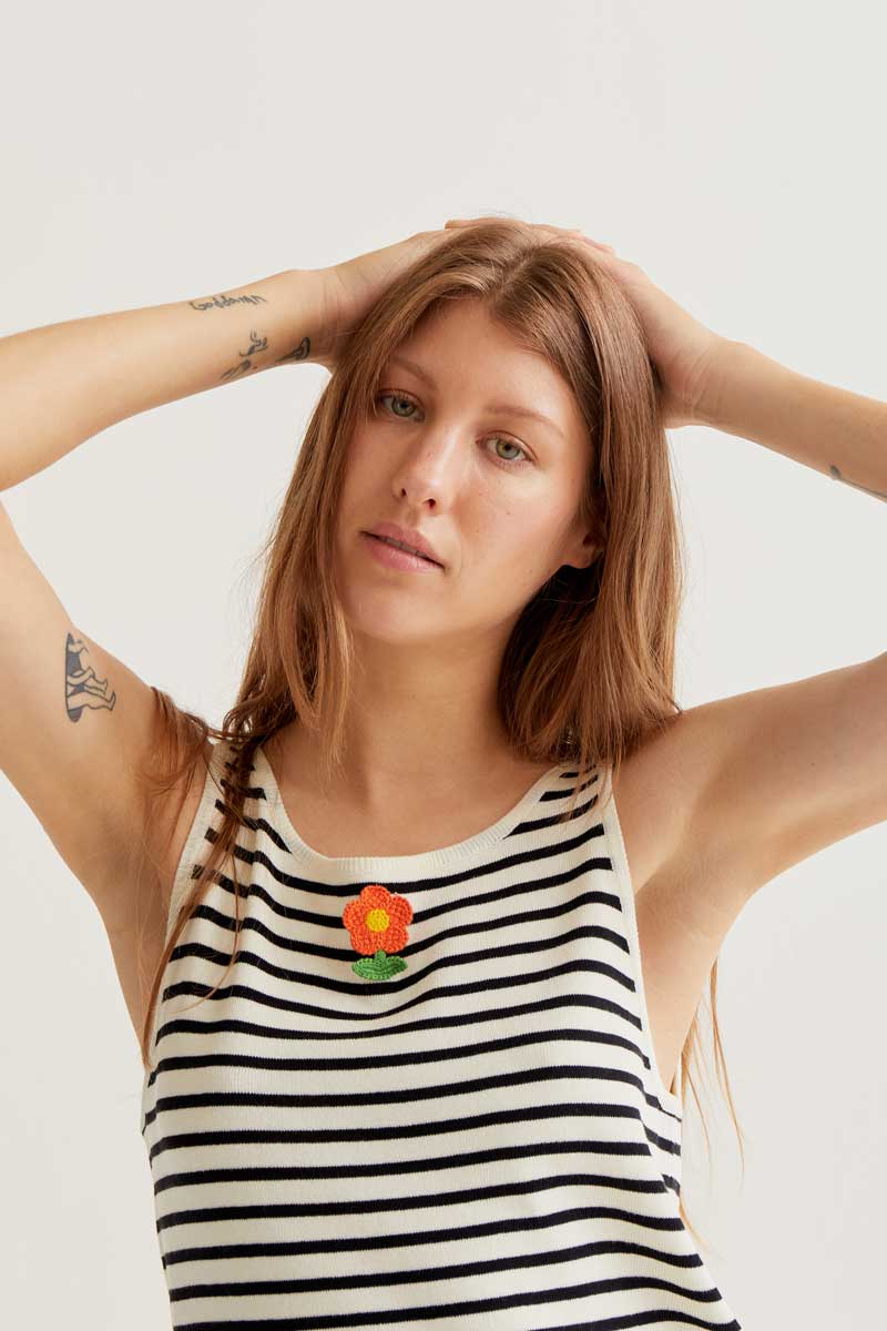 COMPAÑÍA FANTÁSTICA | STRIPED BLOOM TOP - BLACK/WHITE