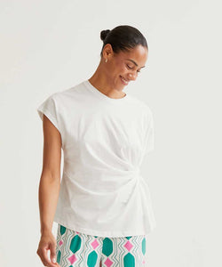 COMPAÑÍA FANTÁSTICA | EVIE SIDE TWIST SHIRT - WHITE