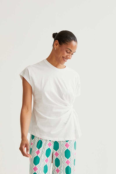 COMPAÑÍA FANTÁSTICA | EVIE SIDE TWIST SHIRT - WHITE