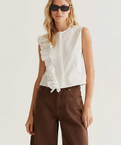 COMPAÑÍA FANTÁSTICA | SARA RUFFLE TOP - WHITE