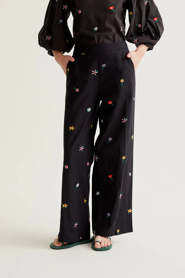 COMPAÑÍA FANTÁSTICA | FLOWERY PANTS - BLACK