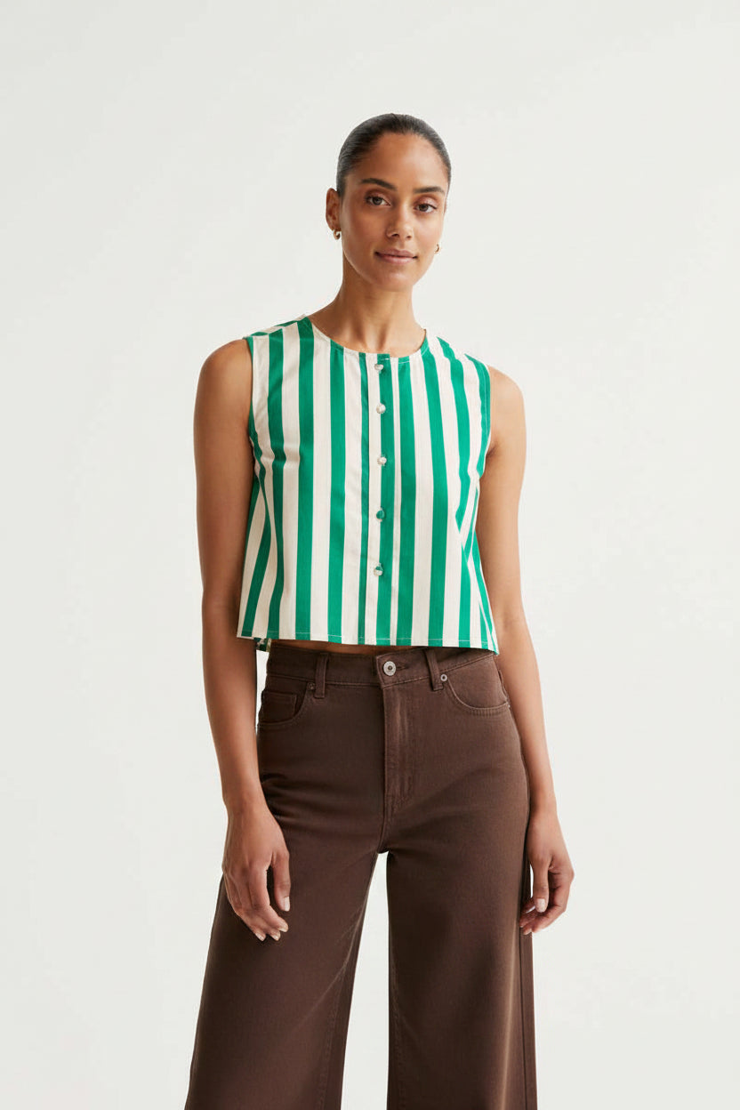 COMPAÑÍA FANTÁSTICA | BAMBOO STRIPED TOP - GREEN