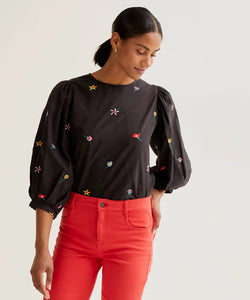 COMPAÑÍA FANTÁSTICA | FLOWERY MS TOP - BLACK