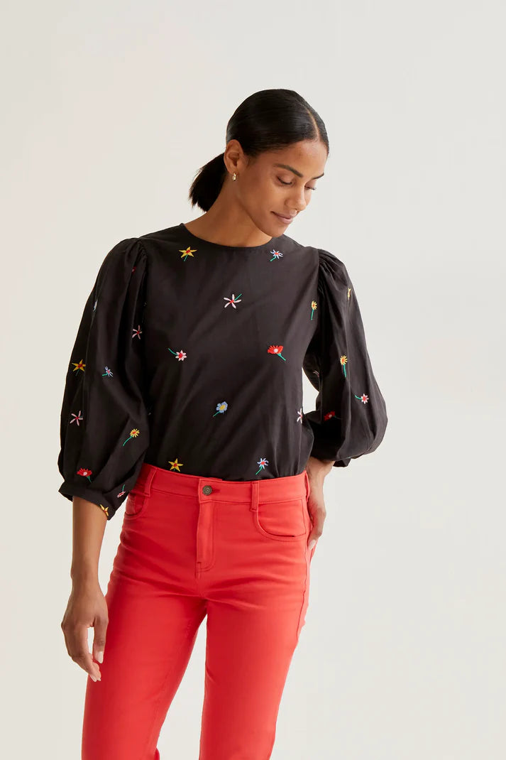 COMPAÑÍA FANTÁSTICA | FLOWERY MS TOP - BLACK