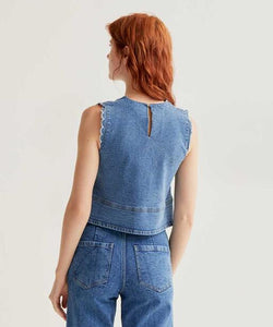 COMPAÑÍA FANTÁSTICA | VIVIAN DENIM TOP - BLUE