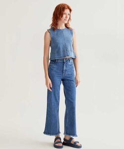 COMPAÑÍA FANTÁSTICA | VIVIAN DENIM TOP - BLUE
