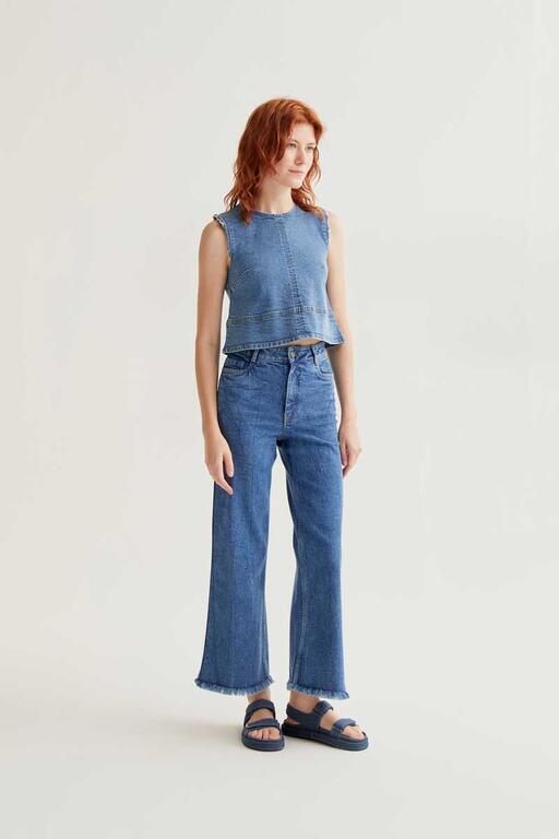 COMPAÑÍA FANTÁSTICA | VIVIAN DENIM TOP - BLUE