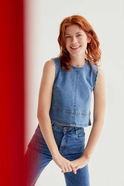 COMPAÑÍA FANTÁSTICA | VIVIAN DENIM TOP - BLUE