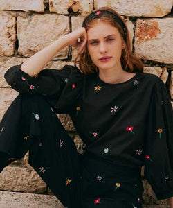 COMPAÑÍA FANTÁSTICA | FLOWERY MS TOP - BLACK