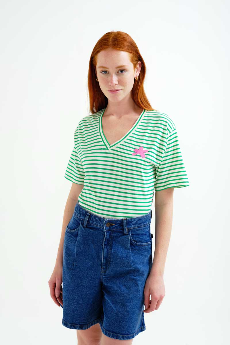 COMPAÑÍA FANTÁSTICA | STAR STRIPED TEE - GREEN