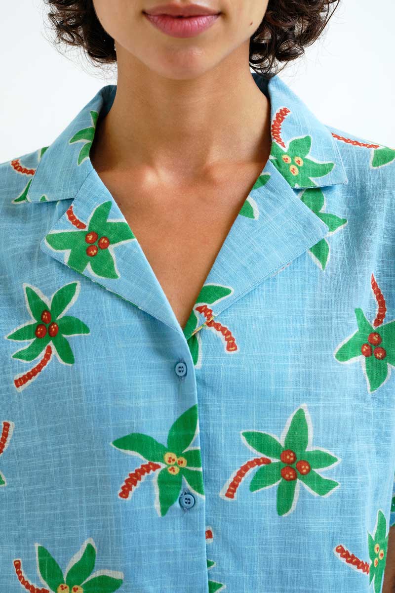 COMPAÑÍA FANTÁSTICA | SENA LEAVES BLOUSE - BLUE
