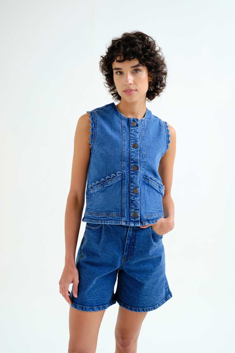 COMPAÑÍA FANTÁSTICA | SOLENNE DENIM GILET - BLUE