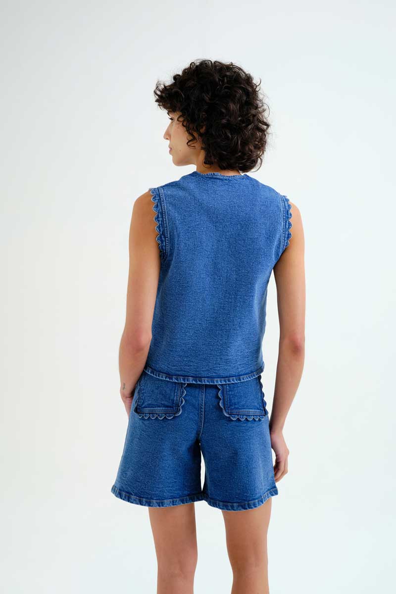 COMPAÑÍA FANTÁSTICA | SOLENNE DENIM GILET - BLUE