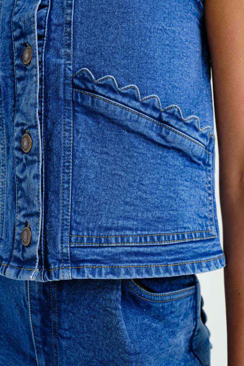 COMPAÑÍA FANTÁSTICA | SOLENNE DENIM GILET - BLUE