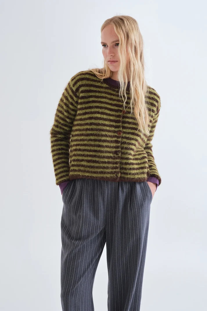 COMPAÑÍA FANTÁSTICA | SUUS STRIPED CARDIGAN - BROWN/GREEN