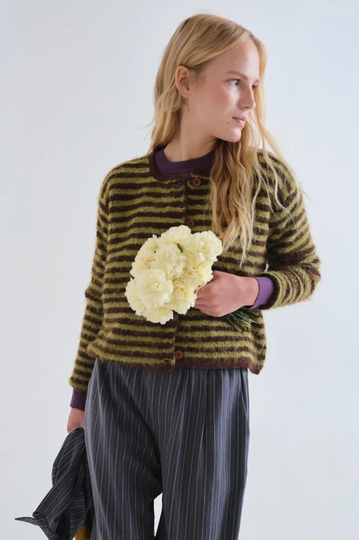 COMPAÑÍA FANTÁSTICA | SUUS STRIPED CARDIGAN - BROWN/GREEN