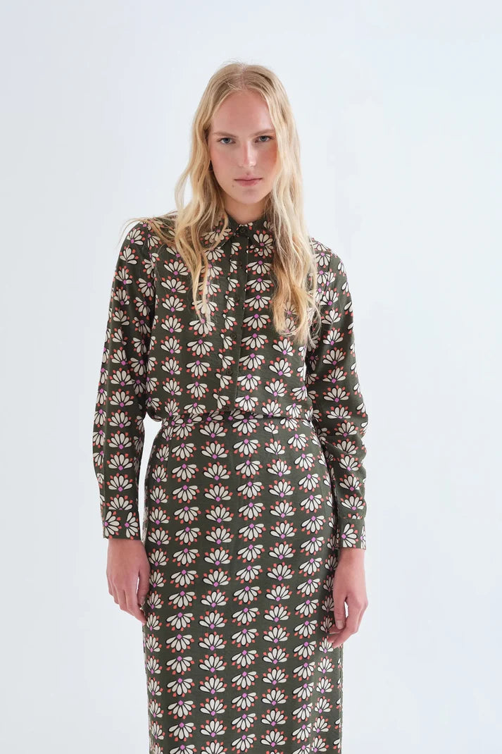 COMPAÑÍA FANTÁSTICA | JOSHY GEOMETRIC BLOUSE - GREEN