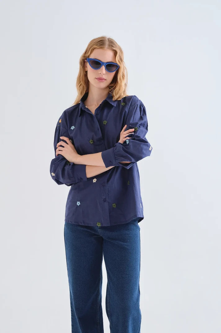 COMPAÑÍA FANTÁSTICA | MAGGY EMBROIDERY BLOUSE - BLUE