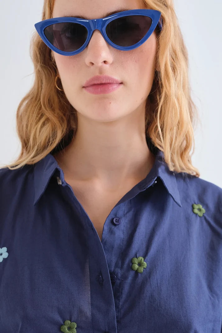 COMPAÑÍA FANTÁSTICA | MAGGY EMBROIDERY BLOUSE - BLUE
