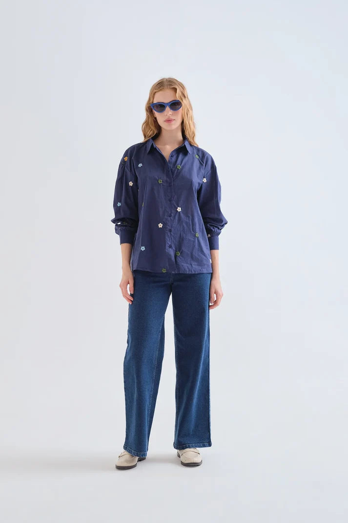 COMPAÑÍA FANTÁSTICA | MAGGY EMBROIDERY BLOUSE - BLUE